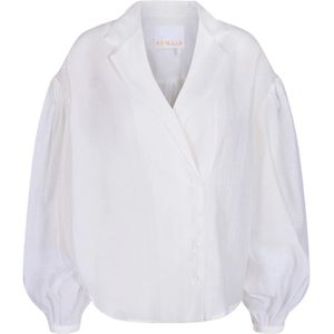 Remain Birger Christensen, Dames, Blouses & Shirts, Wit, Maat: XL Linnen,