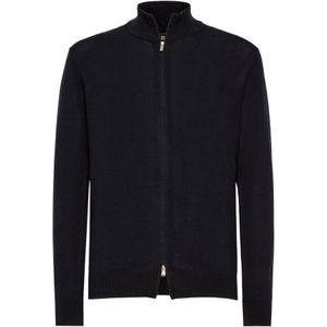 Boggi Milano - Full-Zip Jumper - Blauw - Heren - Merinowol