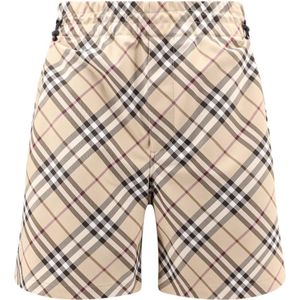 Burberry Geruite Nylon Bermuda Shorts , Beige , Heren , Maat: S