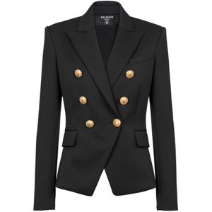 Balmain Wollen double-breasted jas , Black , Dames , Maat: 2XS