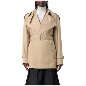 Burberry, Dames, Mantels, Beige, Maat: XS Leer,