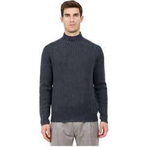 04651/ A trip in a bag, Heren, Truien, Blauw, Maat: L Wol,