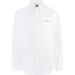 Palm Angels, Heren, Overhemden, Wit, Maat: S Katoen,
