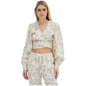 Erika Cavallini, Dames, Blouses & Shirts, Wit, Maat: L Linnen,