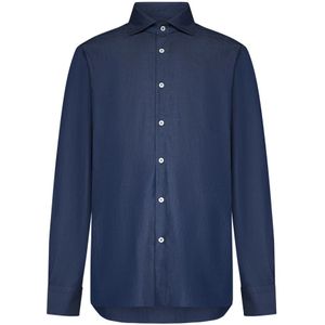 Franzese Collection, Heren, Overhemden, Blauw, Maat: 3XL Denim,