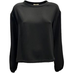 Herno, Dames, Blouses & Shirts, Zwart, Maat: M Katoen,