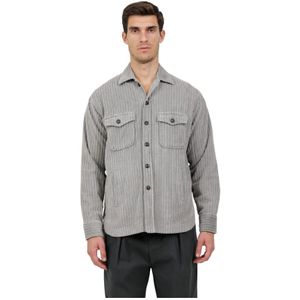 Tintoria Mattei 954, Heren, Overhemden, Grijs, Maat: S Velours,