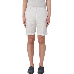 120% Lino, Heren, Korte broeken, Wit, Maat: S Linnen,