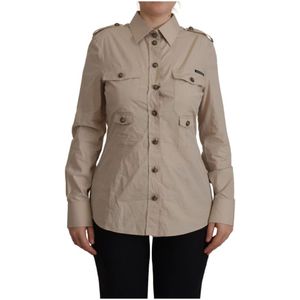 Dolce & Gabbana, Dames, Blouses & Shirts, Beige, Maat: L Katoen,