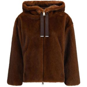 Herno - Eco-Bont Hoodie - Bruin - Dames - Satijn