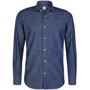 Eleventy, Heren, Overhemden, Blauw, Maat: S Katoen,