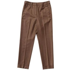 Peserico, Dames, Broeken, Bruin, Maat: XL Wol,