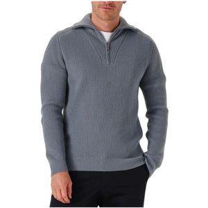 Profuomo - Blauwe Half Zip Pullover - Trui - Heren - Wol