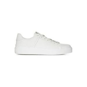Balmain Witte Leren Sneakers met Logo , White , Heren , Maat: 44 EU