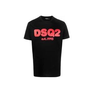 Dsquared2 Dsq2 Est.1995 Katoenen T-shirt - Zwart , Black , Heren , Maat: S