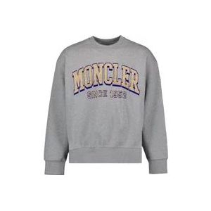 Moncler Logo Sweatshirt Ronde Hals Lange Mouw , Gray , Heren , Maat: M