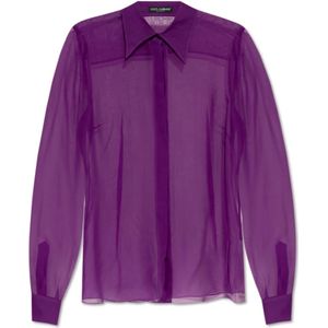 Dolce & Gabbana, Dames, Blouses & Shirts, Paars, Maat: 2XS Zijde,