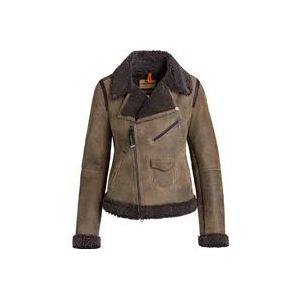 Parajumpers Shearling Jas -ep Bont Buitenkleding , Brown , Dames , Maat: XL