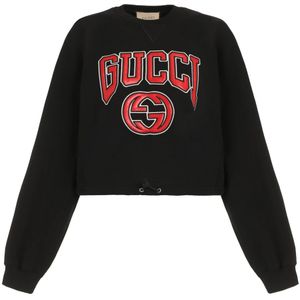 Gucci, Dames, Sweatshirts & Hoodies, Zwart, Maat: XS Katoen,