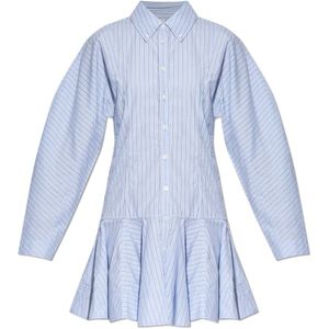 Ganni, Dames, Jurken, Blauw, Maat: 2XS Katoen,