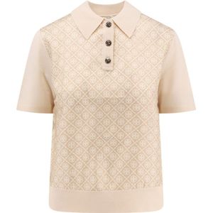 Tory Burch, Dames, Tops, Beige, Maat: L Zijde,