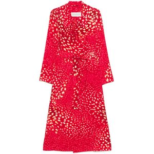 Dries Van Noten, Dames, Mantels, Rood, Maat: M Leer,