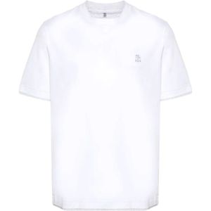 Brunello Cucinelli, Heren, Tops, Wit, Maat: 2XL Katoen,