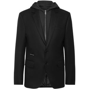 Philipp Plein, Heren, Jassen, Zwart, Maat: M Wol,