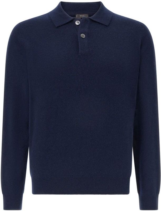 Boggi Milano - Gebreid Kasjmier Poloshirt - Blauw - Heren