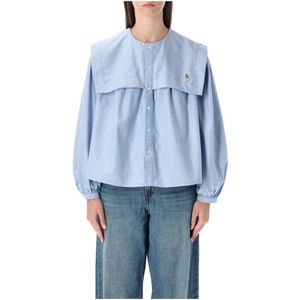 Polo Ralph Lauren, Dames, Blouses & Shirts, Blauw, Maat: XS Katoen,