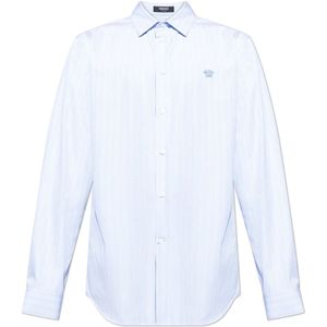 Versace, Heren, Overhemden, Blauw, Maat: L Katoen,