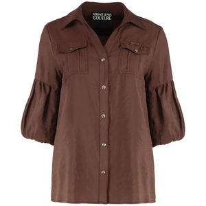 Versace Jeans Couture, Dames, Blouses & Shirts, Bruin, Maat: 3XS Modal,