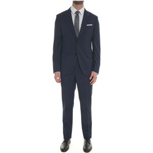 Paoloni, Heren, Pakken, Blauw, Maat: XL Wol,