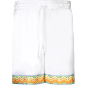 Casablanca Witte Zijden Shorts Stijlvol , White , Heren , Maat: S