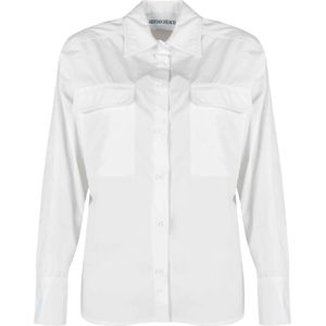 Silvian Heach, Dames, Blouses & Shirts, Wit, Maat: M Katoen,