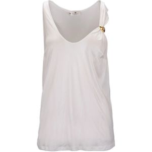 Elisabetta Franchi, Dames, Tops, Wit, Maat: L Jersey,