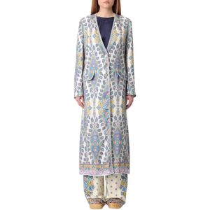 Paisley Print - Lange Duster Coat - Gnawed Blue - Zijde