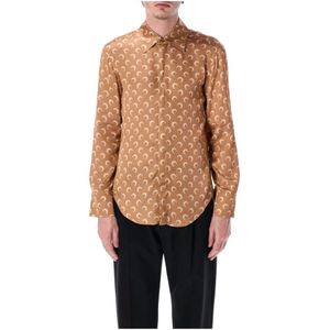 Marine Serre, Dames, Blouses & Shirts, Bruin, Maat: S Satijn,