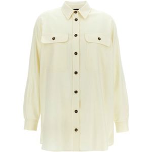 Weekend Max Mara, Dames, Blouses & Shirts, Wit, Maat: M Katoen,