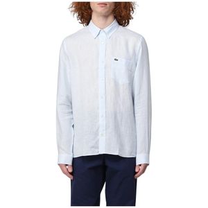 Lacoste, Heren, Overhemden, Blauw, Maat: 3XL Linnen,
