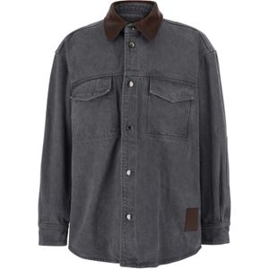 Wooyoungmi, Heren, Jassen, Grijs, Maat: L Denim,