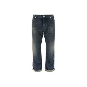 Balmain Denim Jeans met Omslag, Gemaakt in Italië , Blue , Heren , Maat: W31