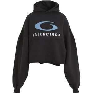 Balenciaga, Dames, Sweatshirts & Hoodies, Zwart, Maat: M Katoen,
