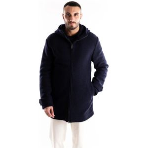 Paolo Pecora, Heren, Mantels, Blauw, Maat: M Wol,