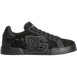 Dolce & GABBANA - Sportschoenen - Zwart - Textiel/Kalfsleer