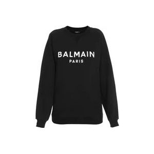Balmain Eco-ontworpen katoenen sweatshirt met logo-print , Black , Dames , Maat: XS