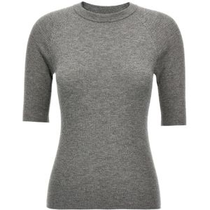 Brunello Cucinelli, Dames, Truien, Grijs, Maat: M Kasjmier,