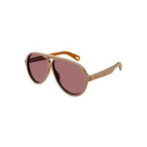 Chloé Nude/Roze Bruine Zonnebril , Brown , Dames , Maat: ONE Size