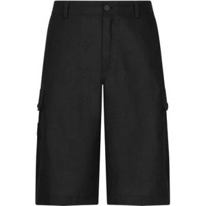 Dolce & Gabbana, Heren, Korte broeken, Zwart, Maat: XL Linnen,