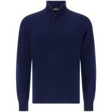 Boggi Milano - Wool/Cashmere Half Zip Jumper - Blauw - Heren - Vesten